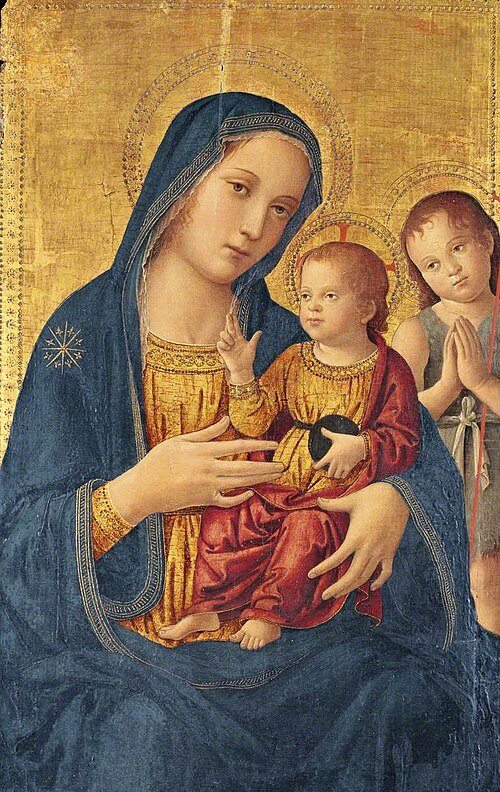 Virgin and Child with Saint John the Baptist (triptych, centre panel), 1470, Antoniazzo Romano