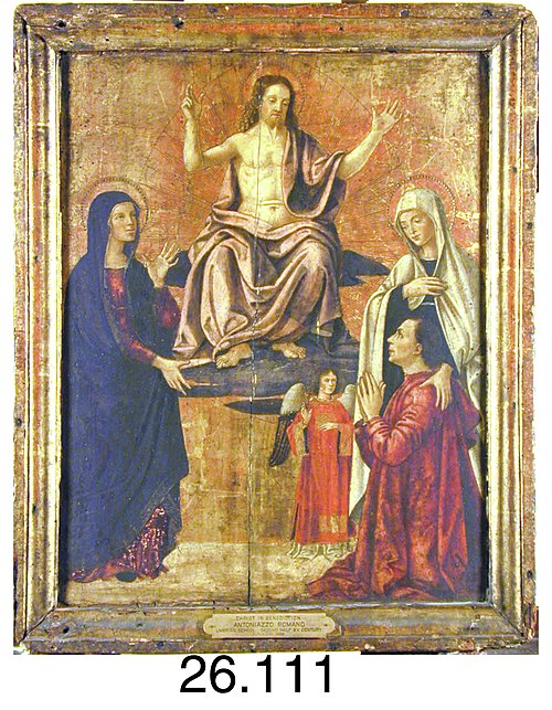 Christ Enthroned, the Virgin, Saint Francesca Romana, an Angel and Donor, 1470, Antoniazzo Romano