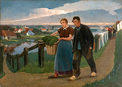 Landscape with a couple of peasants, , Eugène Laermans
