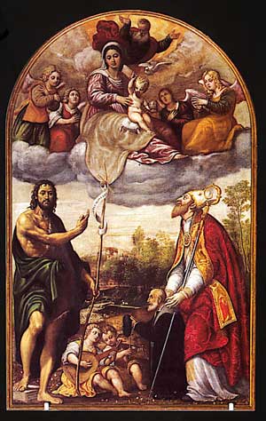 Virgen en la gloria con San Juan Bautista, San Tiziano y donante, 1563, Pomponio Amalteo
