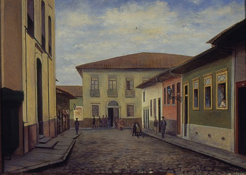 Rua Direita e Igreja de Santo Antonio, 1860, 1920, Pedro Galbiati