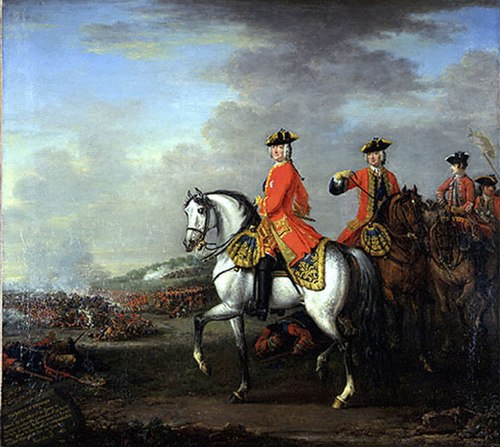 King George II at the Battle of Dettingen, with the Duke of Cumberland and Robert, 4th Earl of Holde, 1743, John Wootton