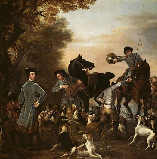 Viscount Weymouth’s Hunt: Thomas, 2nd Viscount Weymouth, with a Black Page and other Huntsmen at the, 1734, John Wootton