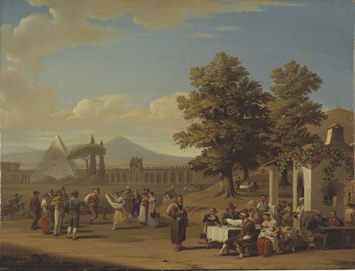 Italian Harvest Festival at Monte Testaccio near Rome, 1825, Hjalmar Mörner