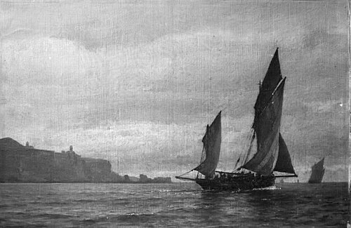 Fiskerbåde ved en Kyst, 1869, Carl Neumann