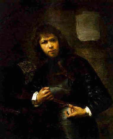 Young man Belting his Armour, 1630, Willem Drost
