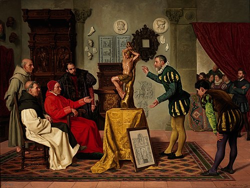 Visita del cardenal Tavera al célebre Alonso Berruguete, 1884, Miguel Jadraque y Sánchez