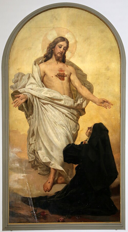 Apparizione del sacro Cuore a santa maria alacoque, 1880, Antonio Ciseri