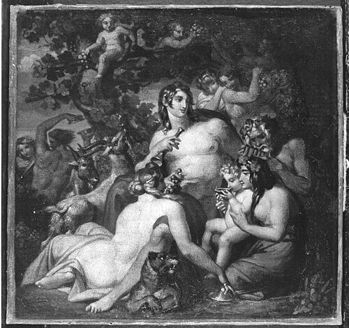 Erziehung des Bacchus (Ölskizze), 1832, Robert von Langer