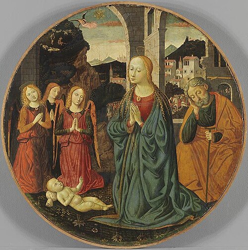 De aanbidding van het Christuskind, 1472, Alunno di Benozzo