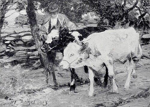 Mann mit zwei Ochsen, 1903, Heinrich von Zügel