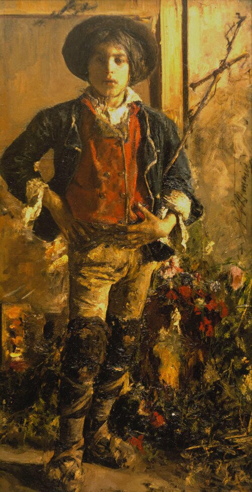 Shepherd boy in ciocie, 1883, Antonio Mancini