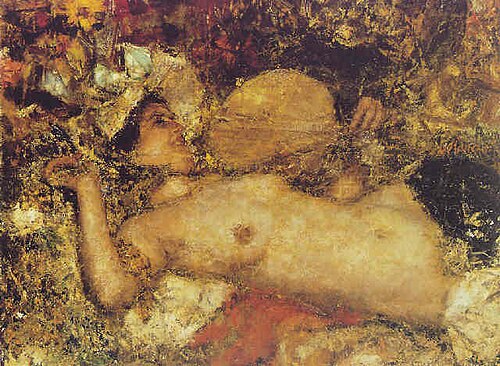 A female nude reclining, 1898, Antonio Mancini