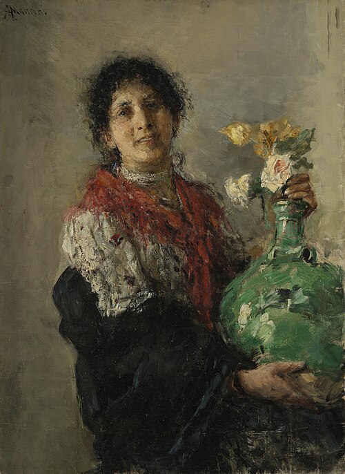 Woman with a green vase, 1895, Antonio Mancini