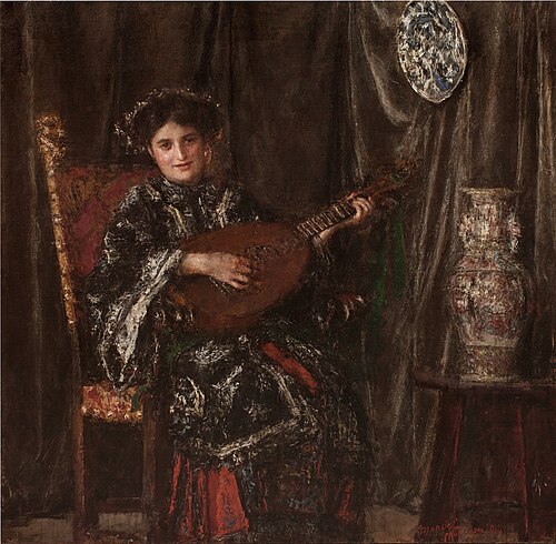 Suonatrice di mandola, o Il costume giapponsese, 1910, Antonio Mancini
