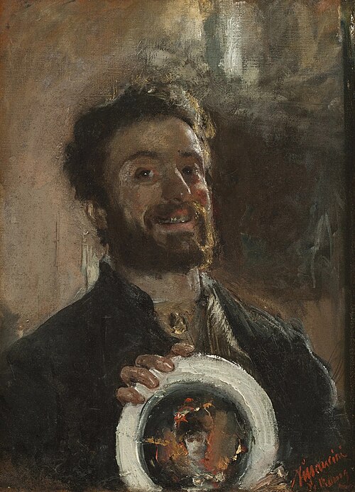 Self Portrait with Plate, 1882, Antonio Mancini