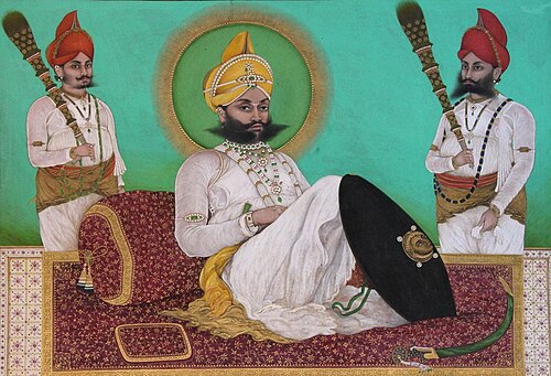Portrait of Sarup Singh with attendants, 1851, Tara