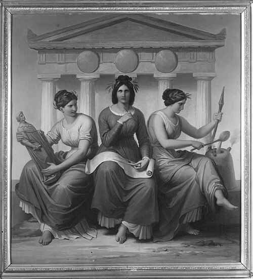 Drei allegorische Gestalten: Baukunst, Bildhauerkunst und Erzgießerkunst, 1851, Wilhelm von Kaulbach