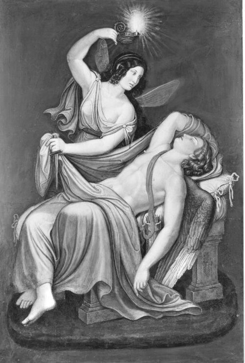 Das Märchen von Amor und Psyche: Psyche erblickt den schlafenden Amor, 1830, Wilhelm von Kaulbach