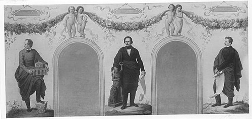 Bildnisse der Künstler Friedrich Ziebland, Ludwig von Schwanthaler und Karl Schorn, , Wilhelm von Kaulbach