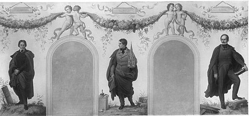 Bildnisse der Künstler Peter von Cornelius, Joseph Daniel Ohlmüller und Peter von Hess, , Wilhelm von Kaulbach