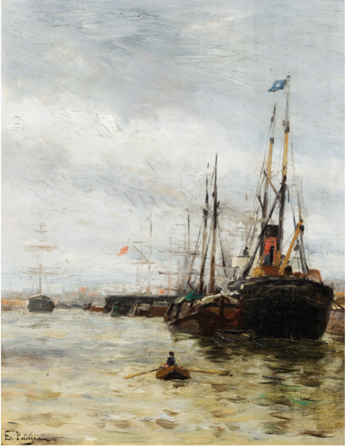 Boats at the Harbor, , Edmond Marie Petitjean