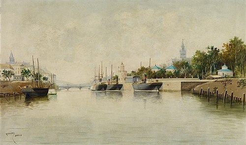 The Port of Seville, 1920, Adolfo Giráldez y Peñalver