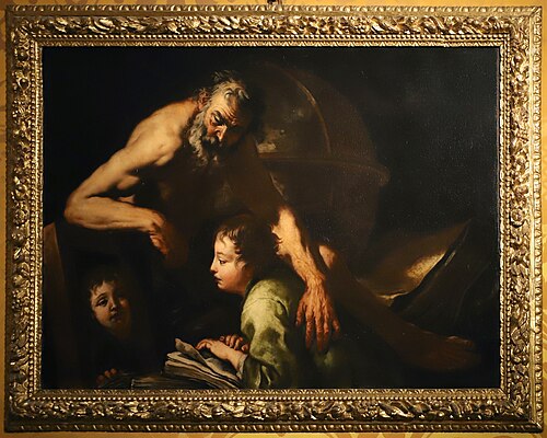 Socrate e un discepolo che si guarda allo specchio, 1670, Antonio Zanchi