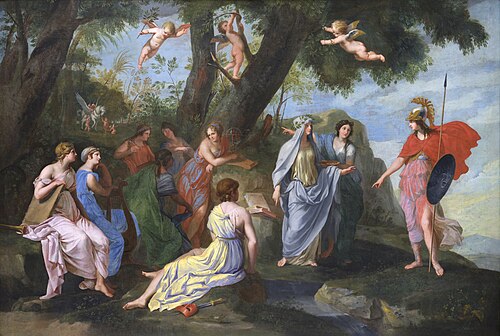 Minerve venant trouver les Muses sur le mont Hélicon, 1650, Jacques Stella