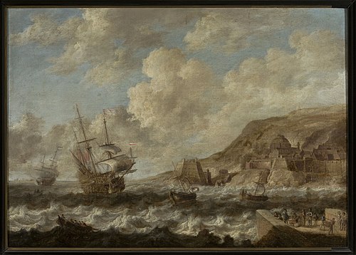Ships in a port, 1700, Bonaventura Peeters