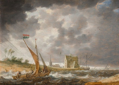 Sailing Boat near the Shore, 1650, Bonaventura Peeters