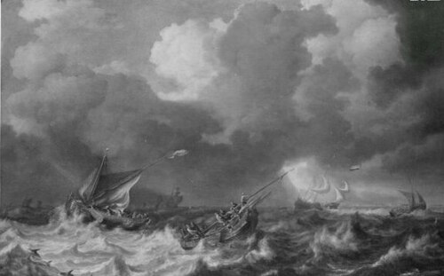 Stormy sea with boats, 1639, Bonaventura Peeters
