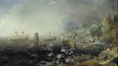 St Paul Wrecked at Sea, 1635, Bonaventura Peeters