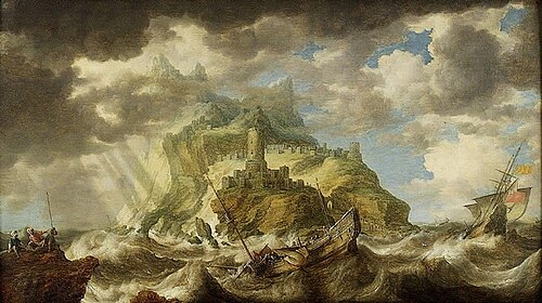 A Dismasted Ship in a Rough Sea, 1650, Bonaventura Peeters