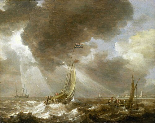 Dutch Ferry Boats in a Fresh Breeze, 1640, Bonaventura Peeters