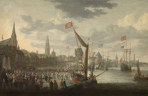 Réception des moines blancs par le magistrat et les notables de la ville d' Anvers, 1624, Bonaventura Peeters