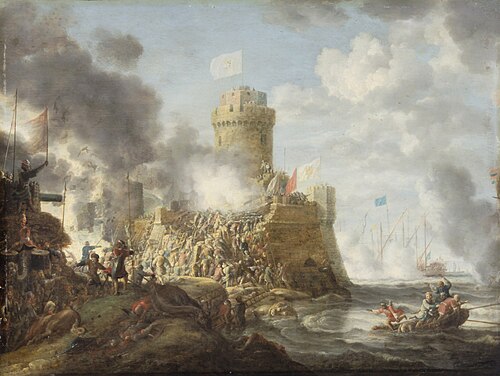Turks attacking a Harbour, 1641, Bonaventura Peeters