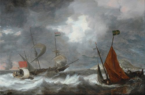 Sea storm with sailing ships, 1640, Bonaventura Peeters