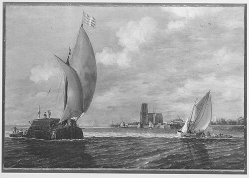 Segelboote vor einer Stadt, 1634, Bonaventura Peeters
