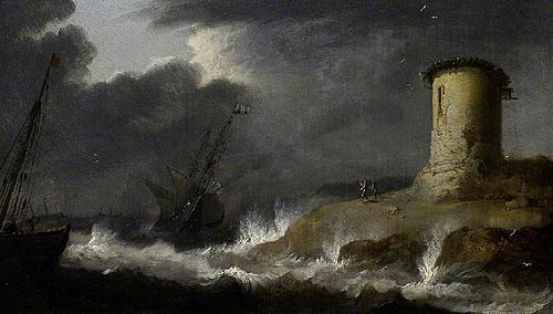 Sea-coast with a storm, , Bonaventura Peeters