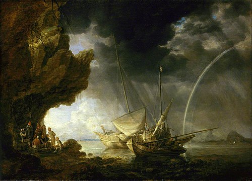 Seascape with Sailors Sheltering from a Rainstorm, 1640, Bonaventura Peeters