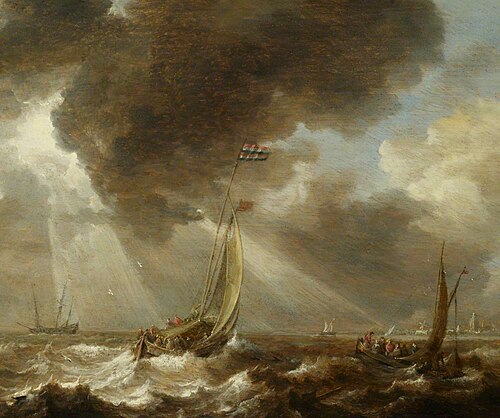 Dutch Ferry Boats in a Fresh Breeze, 1640, Bonaventura Peeters