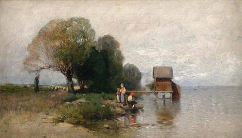 Bath-house at lake Balaton, 1885, Géza Mészöly