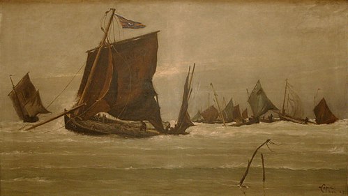 Bateaux de pêche rentrant à Berck, , Ludovic-Napoléon Lepic