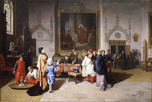 En la sacristía. ¿Mamá por qué pega Jesús a ese hombre?, 1881, Pedro Rodríguez de la Torre