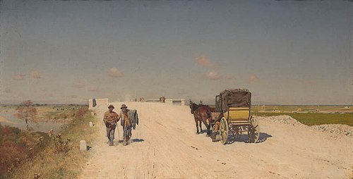 The road from Naples to Brindisi, 1872, Giuseppe De Nittis