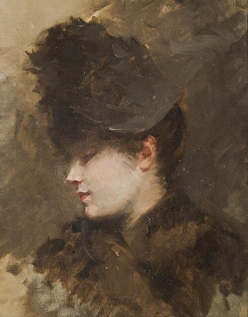 Tête de femme au chapeau, de profil, 1883, Giuseppe De Nittis