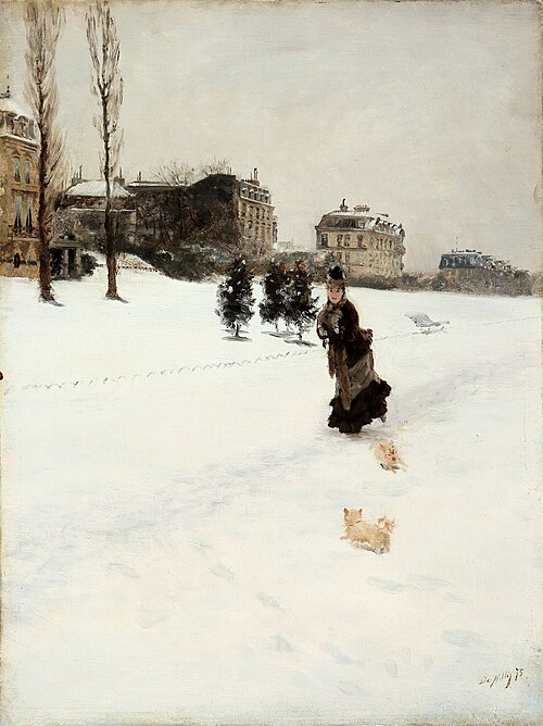 On the snowy path, 1875, Giuseppe De Nittis