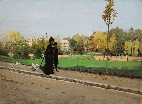 Walk with the dogs, 1874, Giuseppe De Nittis