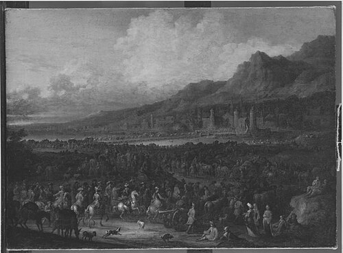 Heereszug (Übergang der Kaiserlichen über die Brücke von Esseck), 1673, Pieter Spierinckx